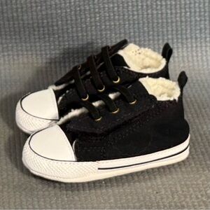 Converse All Star Chuck Taylor Crib Baby Black Soft Sole Shoes Size 2C‎